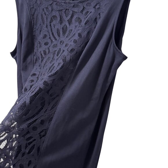 Chicos Sleeveless Navy Blue Dress Size XL Lace Front Design Dress - Picture 6 of 10